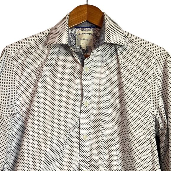 Construct patterned slim fit button down shirt - Picture 2 of 10